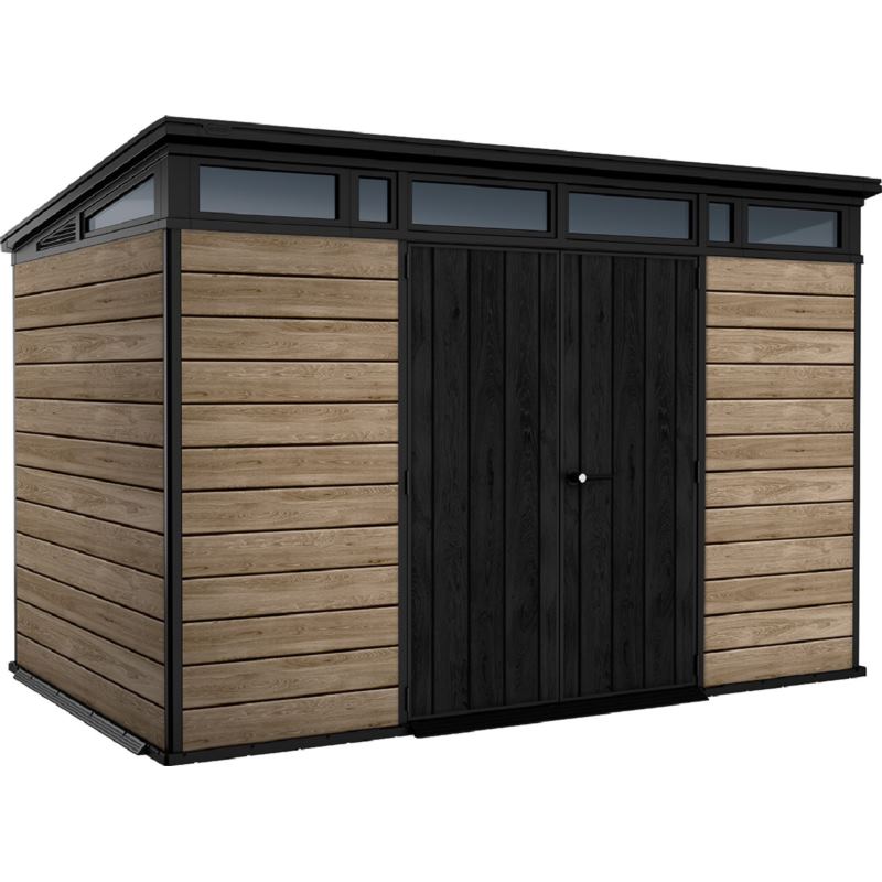 Duży domek narzędziowy Keter Signature Pent 11x7 Walnut &Ashwood