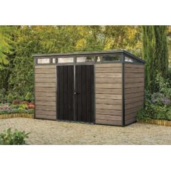 Duży domek narzędziowy Keter Signature Pent 11x7 Walnut &Ashwood